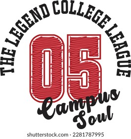 college slogan graphic with vector campus badge