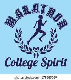college spirit marathon line vector art