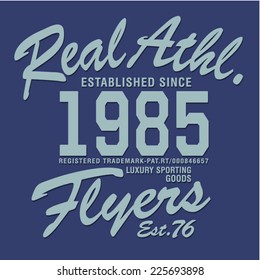 College sport athletic typography, t-shirt graphics, vectors