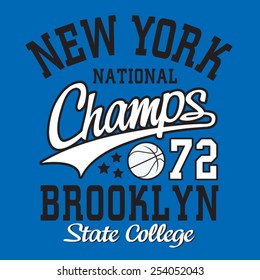 College sport athletic typography, t-shirt graphics, vectors