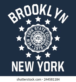 College sport Brooklyn typography, t-shirt graphics, vectors