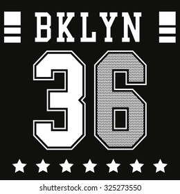 College sport Brooklyn typography, t-shirt graphics, vectors