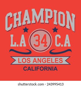 College sport California typography, t-shirt graphics , vectors
