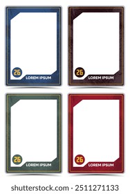 college sport card or pass picture frame border template design set 