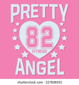 College sport girl typography, t-shirt graphics, vectors