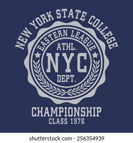 College sport New York  typography, t-shirt graphics, vectors