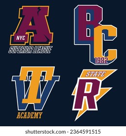 college sport team badge sets