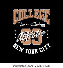 College sport typography design, t-shirt and poster graphics, vector illustration