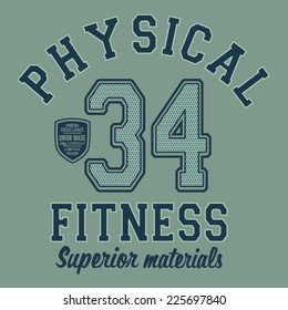 College sport typography, t-shirt graphics, vectors, 