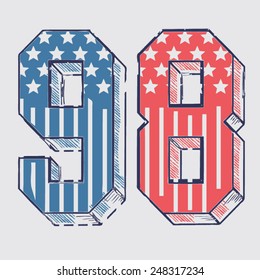 College Sport  Typography, T-shirt Graphics, Vectors, America Flag