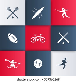 College sports icons, vector illustration, eps10, easy to edit