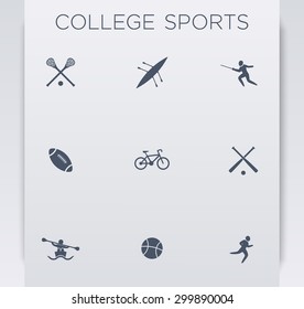 College sports, modern blue icons, vector illustration, eps10, easy to edit