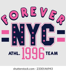 college sports split sticker sticker vintage art vintage for boy t shirt athletic patches mixed collection Text Forever NYC since 1996 Athletic team