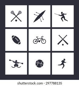 College sports, square flat icons, vector illustration, eps10, easy to edit