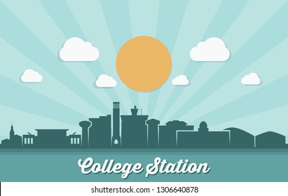 College Station skyline - Texas, United States of America, USA - vector illustration