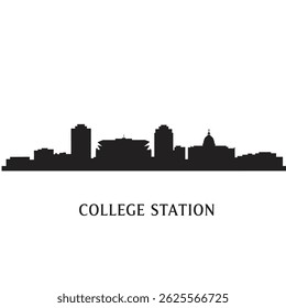 College Station TX Skyline Silhouette Vector.