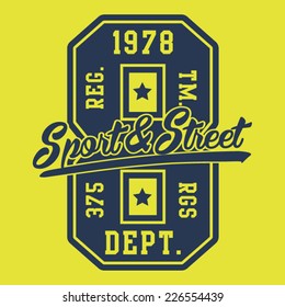 College street typography, t)shirt graphics, vectors