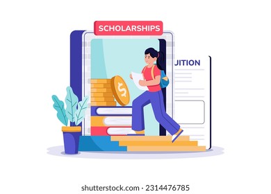 A college student applies for scholarships to help pay for tuition