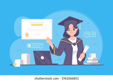 College Student With Graduation Certificate Illustration