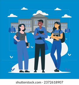 ilustración de diseño vectorial de estudiantes universitarios