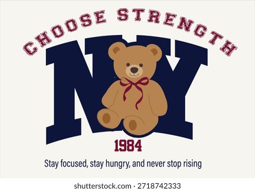 college style bear and graphic vector art
