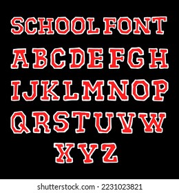 College style font.Vector hand drawn style illustration. Funny letters,abc,font concept
