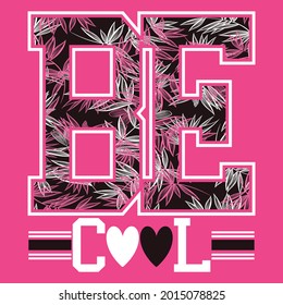 college style print letters with leaf textures on pink background
