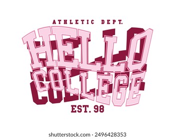 Tipografía vintage retro de estilo universitario. Diseño de Ilustración vectorial para la moda, gráfico, impresión, camiseta, camiseta del lema, cartel, etiqueta engomada.