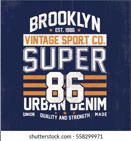 Vintage College Style Tee Print Design Stock Vector (Royalty Free ...