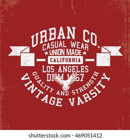 college style vintage tee print design