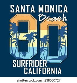  College Surf sport California Typografie, T-Shirt-Grafik, Vektorgrafiken