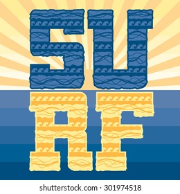 College surf typography, t-shirt graphics. Surf Rider Style - Typographic Design - Classic look ideal for print shirt design. Without gradients and transparencies. Stock vector
