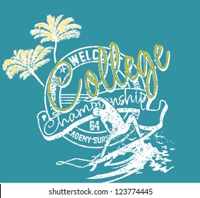college surfer vector art