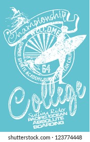 college surfer vector art