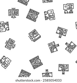 college teacher student class vector seamless pattern thin line illustration