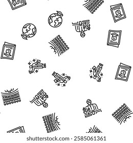 college teacher student class vector seamless pattern thin line illustration