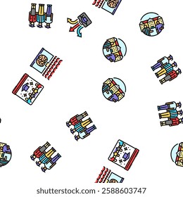 college teacher student class vector seamless pattern thin line illustration