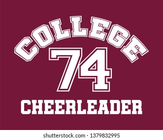 College Team letter vector. Cheerleader