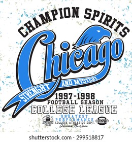 college tee graphics,vintage graphic,chicago college league,champion spirits