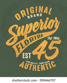 college tee print design / vintage original t-shirt print / superior / vintage typography