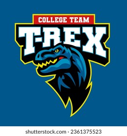 College T-rex Team Logo Mascot Design