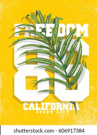 College Tropical Summer Design. Typography Tee Print.  