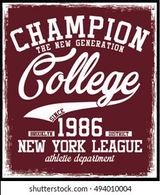 College t-shirt graphic