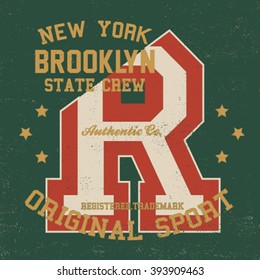 college typo vintage tee print design