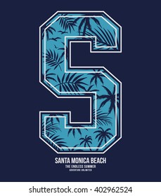 College typography with floral illustration. T shirt graphic. Vectors