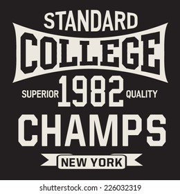 College typography sport, t-shirt graphics, vectors
