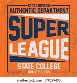 College typography, t-shirt graphics.