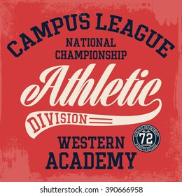 College typography, t-shirt graphics.
