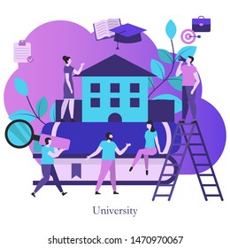 College, university, academy concepts. Flat design vector illustration.