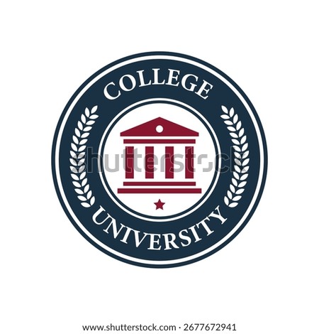 College University Building Laurel Vector Emblem